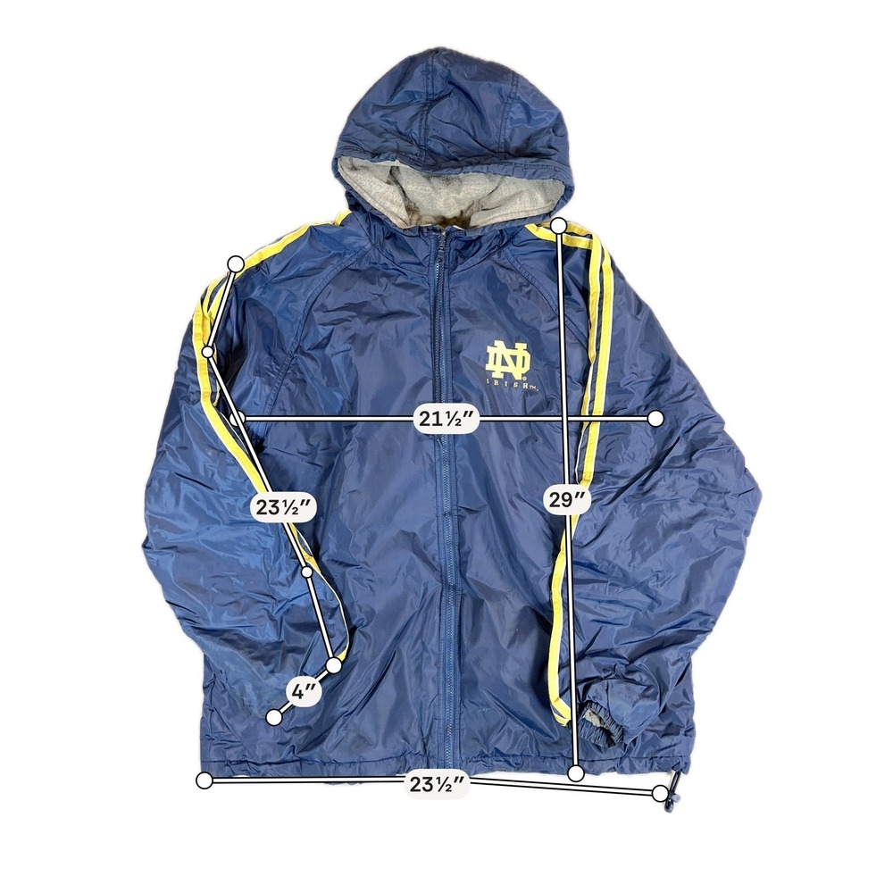 Notre‎ Dame Fighting Irish Jacket Mens Large Blue NCAA Football Adidas Hooded - Picture 4 of 7